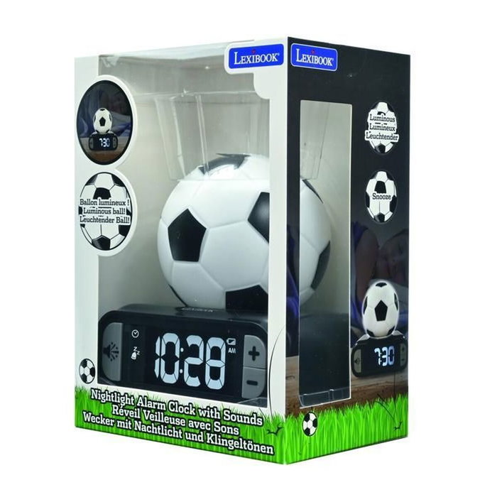 Lexibook Despertador Digital Fútbol con Balón Iluminado y Pantalla LCD