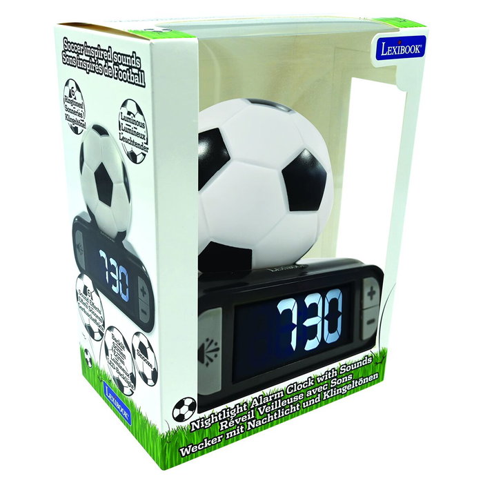 Lexibook Despertador Digital Fútbol con Balón Iluminado y Pantalla LCD