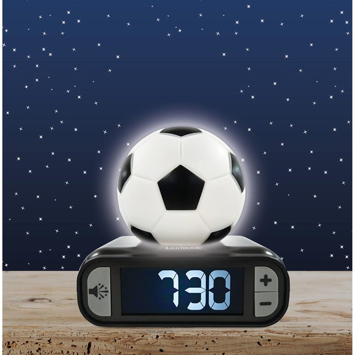 Lexibook Despertador Digital Fútbol con Balón Iluminado y Pantalla LCD