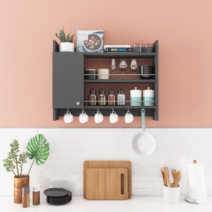Hanah Home Estantería de Cocina Antracita 85x15x65 cm Hanah Home Estantería de Cocina Antracita 85x15x65 cm