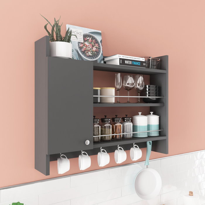 Hanah Home Estantería de Cocina Antracita 85x15x65 cm Hanah Home Estantería de Cocina Antracita 85x15x65 cm