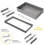 Emuca Kit de cajón metálico y bastidor regulable Quartz para armarios, guías de cierre suave y extracción total, Módulo 90cm, Acabado Titanio