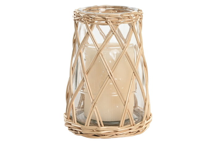 DKD Home Decor Portavela Colonial Transparente Marron Claro Cristal 18 x 24 x 18 cm (2 Unidades)