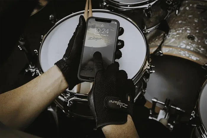 Zildjian Guantes de Batería con Pantalla Táctil Talla L Negro Logo Dorado