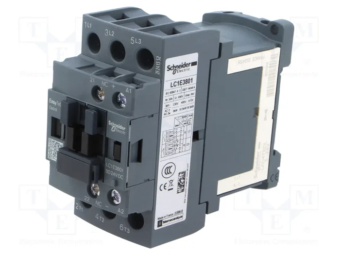 SCHNEIDER ELECTRIC LC1E3801BD Contactor Easy TeSys 38A 24VDC SCHNEIDER ELECTRIC LC1E3801BD Contactor Easy TeSys 38A 24VDC