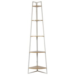 Home Deco Factory Estantería Essentiel 5 Niveles Esquinera Blanca y Marrón, Madera FSC y Hierro, 34x34x180 cm, Soporta 10 kg