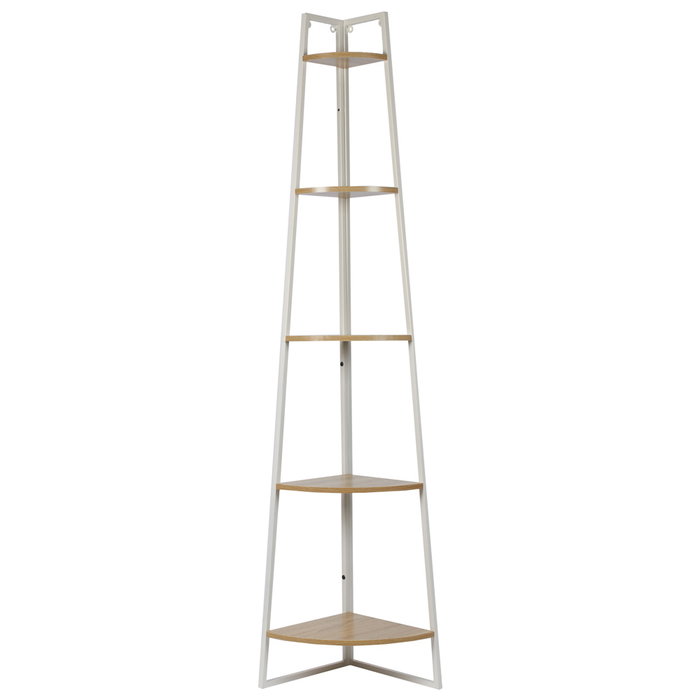 Home Deco Factory Estantería Essentiel 5 Niveles Esquinera Blanca y Marrón, Madera FSC y Hierro, 34x34x180 cm, Soporta 10 kg Home Deco Factory Estantería Essentiel 5 Niveles Esquinera Blanca y Marrón, Madera FSC y Hierro, 34x34x180 cm, Soporta 10 kg