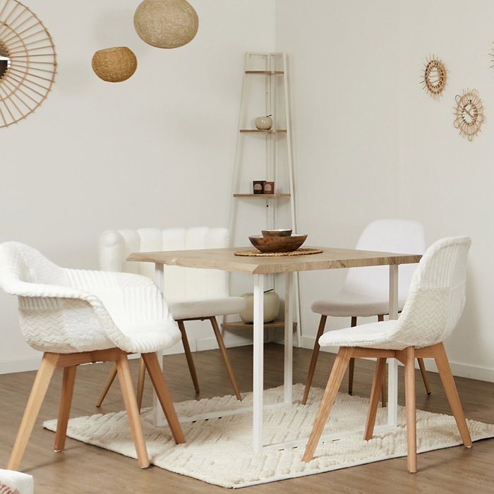Home Deco Factory Estantería Essentiel 5 Niveles Esquinera Blanca y Marrón, Madera FSC y Hierro, 34x34x180 cm, Soporta 10 kg Home Deco Factory Estantería Essentiel 5 Niveles Esquinera Blanca y Marrón, Madera FSC y Hierro, 34x34x180 cm, Soporta 10 kg