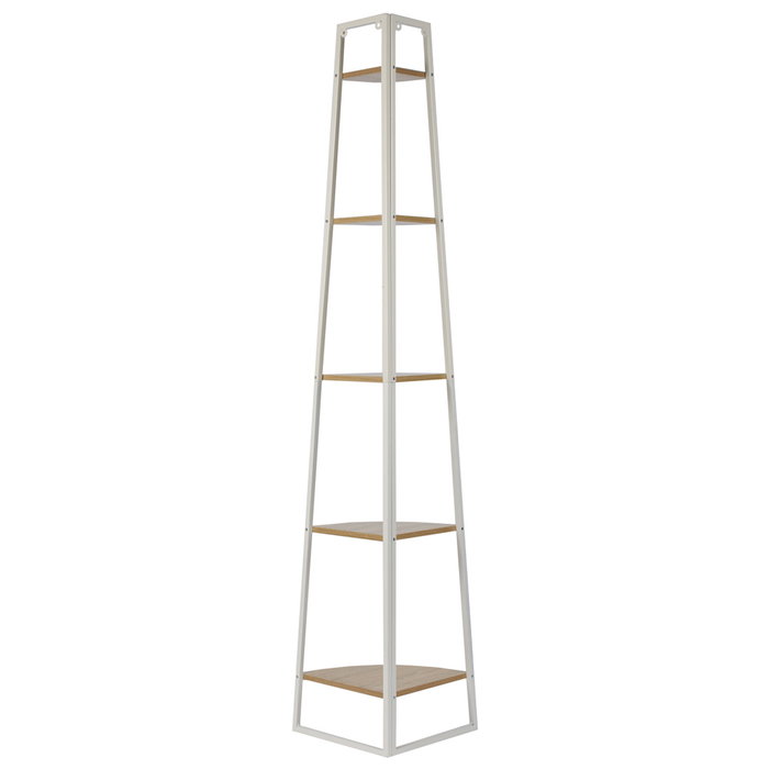 Home Deco Factory Estantería Essentiel 5 Niveles Esquinera Blanca y Marrón, Madera FSC y Hierro, 34x34x180 cm, Soporta 10 kg Home Deco Factory Estantería Essentiel 5 Niveles Esquinera Blanca y Marrón, Madera FSC y Hierro, 34x34x180 cm, Soporta 10 kg