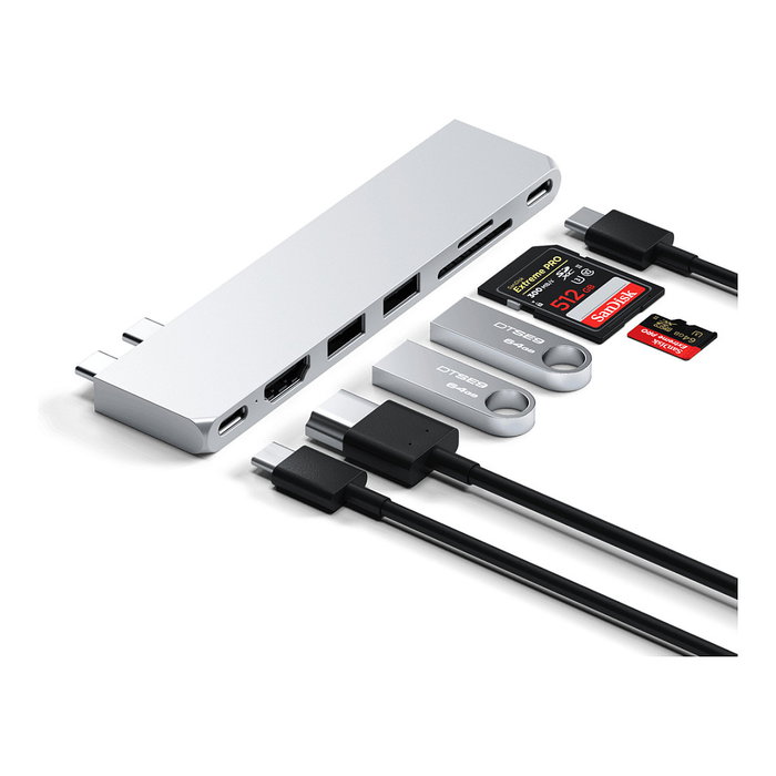 Satechi USB-C Pro Hub Slim Adapter, Silber, ST-HUCPHSS Satechi USB-C Pro Hub Slim Adapter, Silber, ST-HUCPHSS
