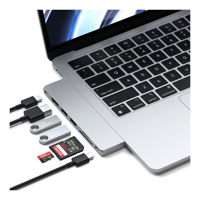 Satechi USB-C Pro Hub Slim Adapter, Silber, ST-HUCPHSS Satechi USB-C Pro Hub Slim Adapter, Silber, ST-HUCPHSS