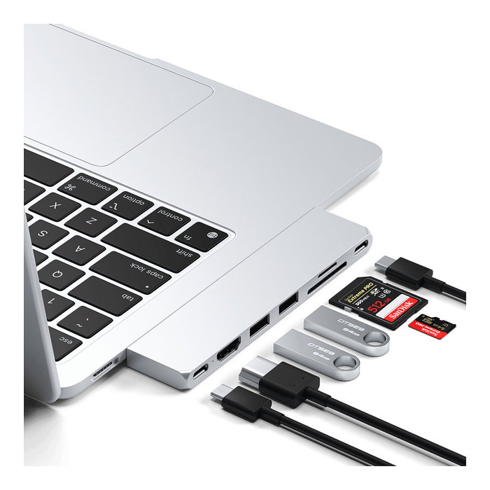 Satechi USB-C Pro Hub Slim Adapter, Silber, ST-HUCPHSS Satechi USB-C Pro Hub Slim Adapter, Silber, ST-HUCPHSS