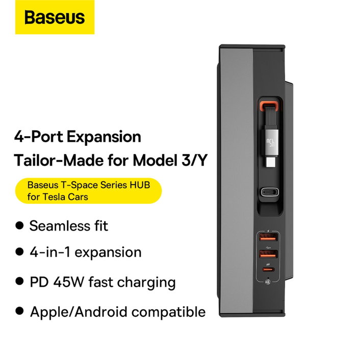 Baseus T-Space HUB para Tesla con cable negro