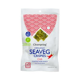 CLEARSPRING Alga Nori Tostada Con Chili Multipack Snack 5Uds - Alga Nori Orgánica, Snack Vegano Sin Gluten