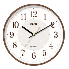 SAMI Reloj de Pared HQ Taiwan RED, 30 cm, Madera de Nogal