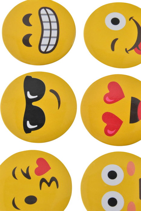 DKD Home Decor Pines Metálicos Emoticonos Amarillo Surtido de 9