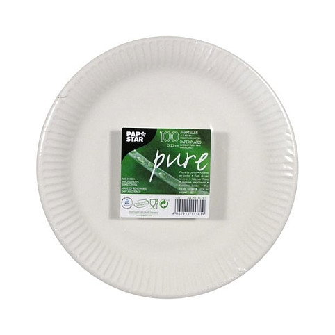 PAPSTAR Pappteller Plato Desechable 23 cm Blanco PAPSTAR Pappteller Plato Desechable 23 cm Blanco