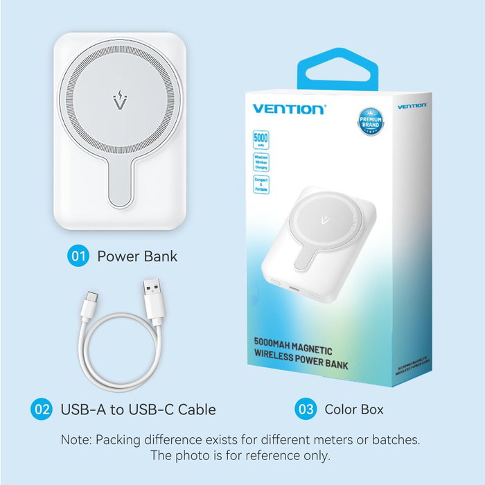 Vention Powerbank FHSB0 5000mAh 20W Inalámbrica Negra
