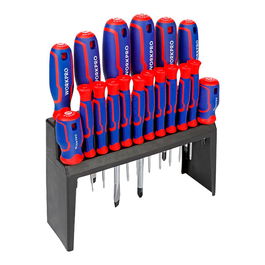 Workpro Destornilladores, Juego de 18 Piezas, Cromo Vanadio, Punta Magnética Fosfatada, Incluye Tipos Phillips y Torx, Mango Ergonómico Azul y Rojo