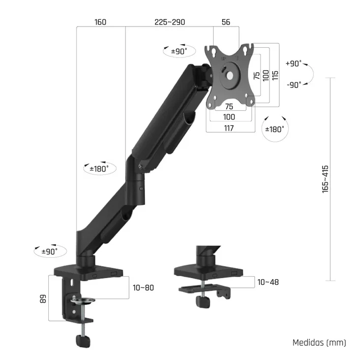 Iggual SPMP01-A Soporte de Monitor de Pinza Ajustable para Escritorio 17"-32", Negro - Gana Espacio en tu Mesa