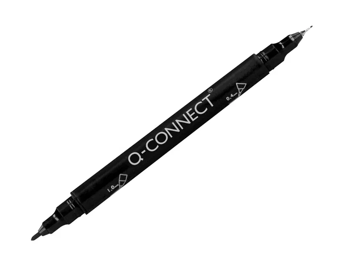 Q-connect Rotulador Permanente Marcador Doble Punta Negro 4 mm y 1 mm