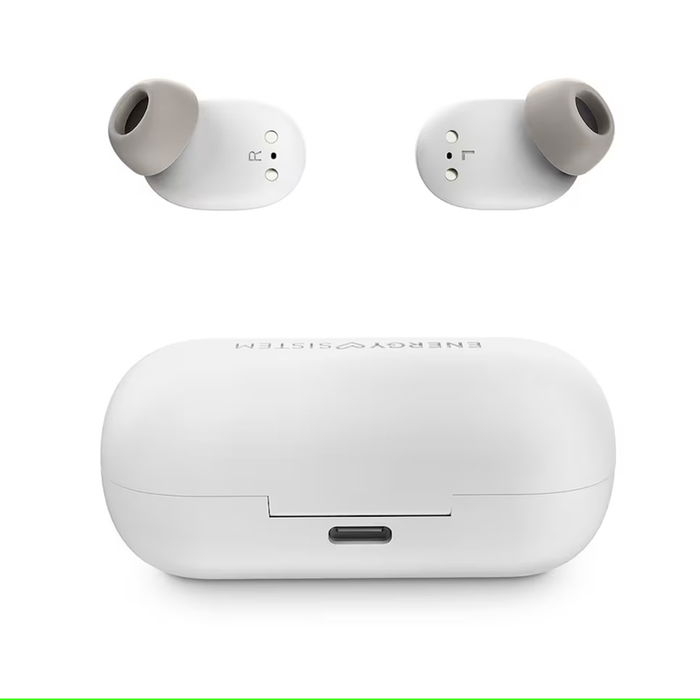 Energy Sistem 451838 Auriculares True Wireless Urban 3 Bluetooth 5.1, 25h Autonomía Total, Carga Inalámbrica Qi, Micrófono, Blanco