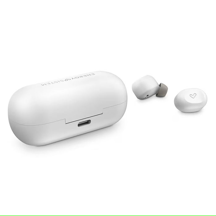 Energy Sistem 451838 Auriculares True Wireless Urban 3 Bluetooth 5.1, 25h Autonomía Total, Carga Inalámbrica Qi, Micrófono, Blanco