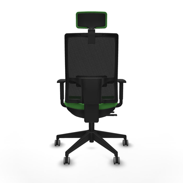 Silla de oficina Horna con mecanismo Sincro/Traslack tapizada con Tela color Verde y malla color Negro. Equipada con lumbar 1D, Brazos 1D, Cabecero 2D y Ruedas 65 mm parqué Silla de oficina Horna con mecanismo Sincro/Traslack tapizada con Tela color Verde y malla color Negro. Equipada con lumbar 1D, Brazos 1D, Cabecero 2D y Ruedas 65 mm parqué
