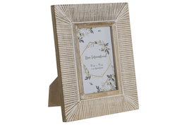 DKD Home Decor Marco de Fotos de Mango 10x15 Blanco Decape