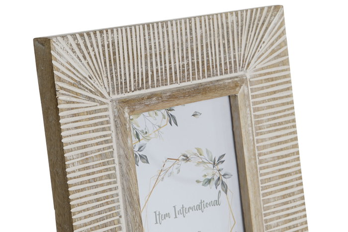 DKD Home Decor Marco de Fotos de Mango 10x15 Blanco Decape