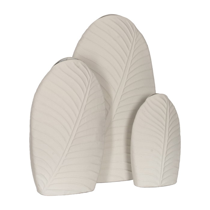 Jarrón Blanco Metal Decoración 18 X 9,50 X 29,50 cm (Set de 2)