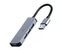 Gembird UHB-U3P1U2P3-01 Hub USB / Dock 4 Puertos, 1x USB 3.2 Gen 1 (5 Gbps) + 3x USB 2.0, Cable Integrado USB Tipo-C, Diseño Aluminio, Color Plata