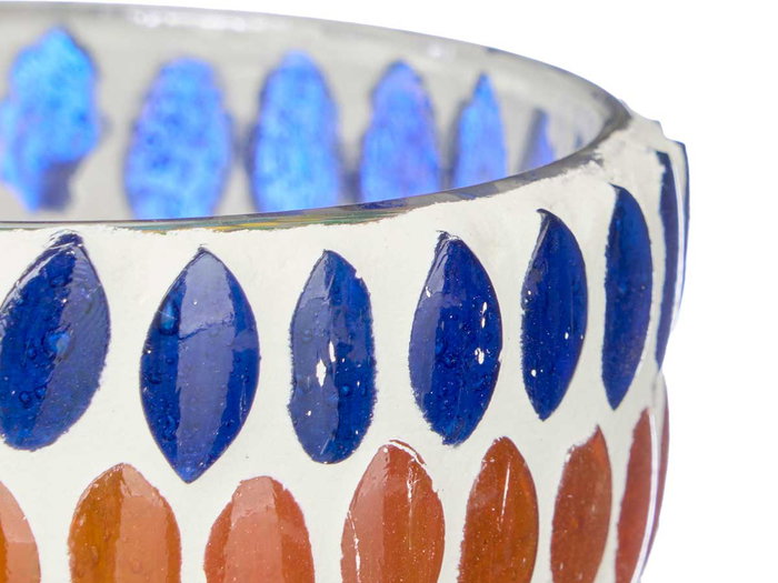 Giftdecor Portavela Redondo Pequeño Rombos Surtidos Vidrio Multicolor 7x7x7.2cm (Set de 36)