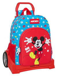Mochila Escolar con Ruedas Mickey Mouse Clubhouse Fantastic Azul Rojo 33 x 42 x 14 cm