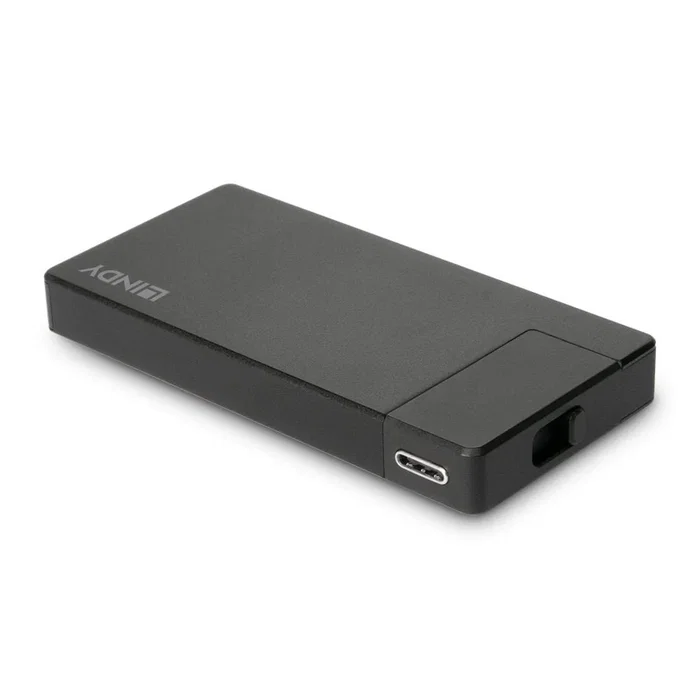 Lindy 43336 Base Portátil y Dock USB-C Negro con HDMI 4K@60Hz, 1x USB-A 3.2, Power Delivery 60W