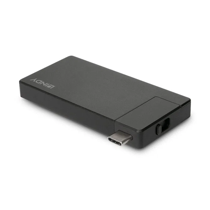 Lindy 43336 Base Portátil y Dock USB-C Negro con HDMI 4K@60Hz, 1x USB-A 3.2, Power Delivery 60W