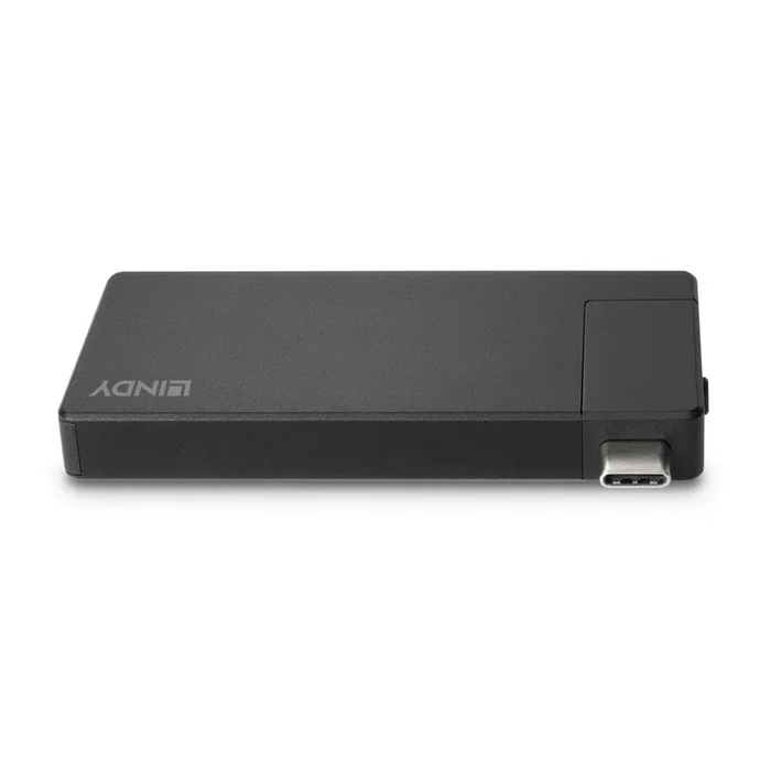 Lindy 43336 Base Portátil y Dock USB-C Negro con HDMI 4K@60Hz, 1x USB-A 3.2, Power Delivery 60W