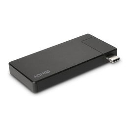 LINDY DST-Micro USB Typ C 4K Micro Dockingstation 43336 - Alámbrico, USB 3.2 Gen 1, USB-C, 60W PD, HDMI, 3840x2160, Negro, Aluminio