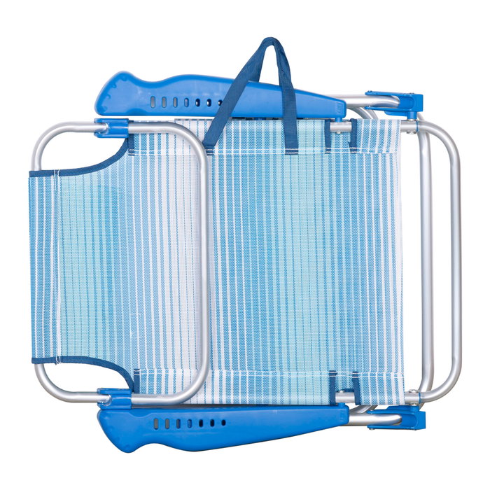 Aktive Silla de playa plegable y reclinable 8 posiciones rayas azul c/cojín y asas mano