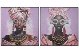 DKD Home Decor Cuadros Lienzo Africana Pack de 2