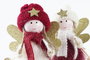 DKD Home Decor Figura Navidad Hada Esquí Burdeos Blanco Dorado 4 x 11 x 12 cm (12 Unidades)