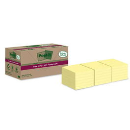 Post-It 7100284878 PACK 14+4 BLOCS 90 HOJAS NOTAS RECICLADAS ADHESIVAS SUPER STICKY AMARILLO PASTEL 76X76MM
