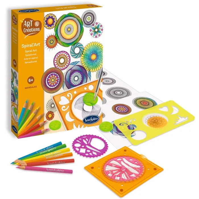 Sentosphere SEN1697214140774 Spiral'Art Kit de Creación para Ellipses y Rosetas Multicolores, Incluye 6 Ruedas, Juguete Artístico para Niños +6 Años