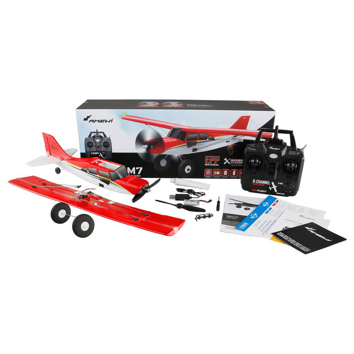 AMEWI Maule M7 Avión Radiocontrol 510mm RTF, 4 Canales 2.4GHz, Motor Brushless, 3D/6G, Color Rojo y Blanco, para Principiantes a partir de 14 años
