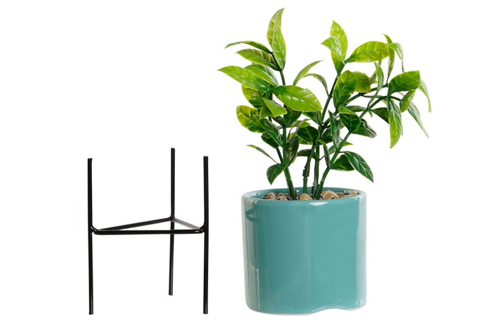 DKD Home Decor Set de Plantas de Gres y PE 7x7x22 Surtido de 3 Colores
