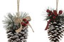 DKD Home Decor Decoración Colgante Piña 7x7x11 Nevado Surtido de 3