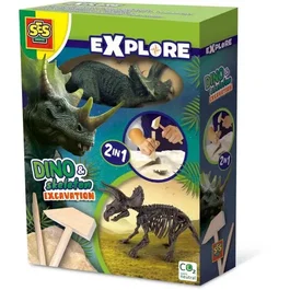 SES Creative Excavación 2 en 1 Dinosaurios y Esqueletos Triceratops para Niños a partir de 5 Años
