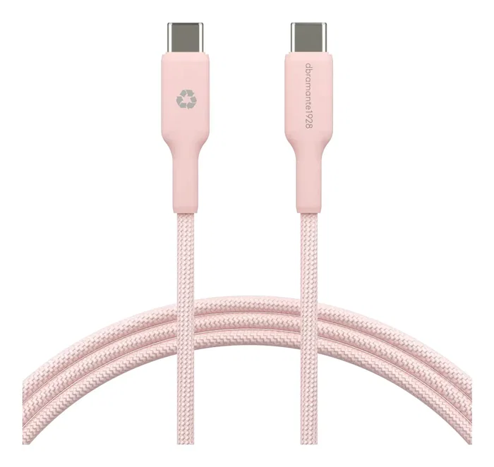 Dbramante1928 CB20CCPI7206 Cable USB-C a USB-C 1.5 Metros para Carga Rápida 60 W, Color Rosa