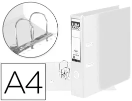 Elba Archivador de Palanca Rado DIN A4 Blanco Lomo 80mm Carton Forrado con Compresor Metálico