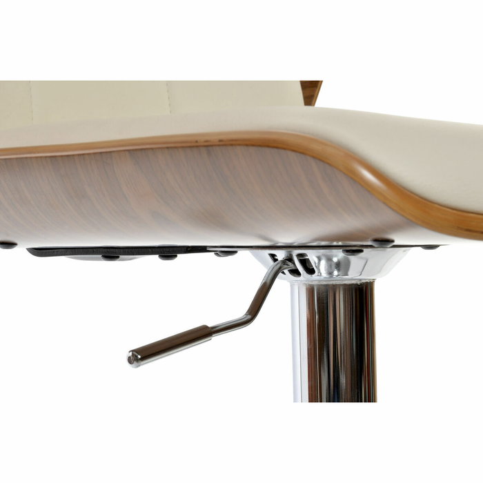 DKD Home Decor Taburete PU Nogal Ajustable Crema